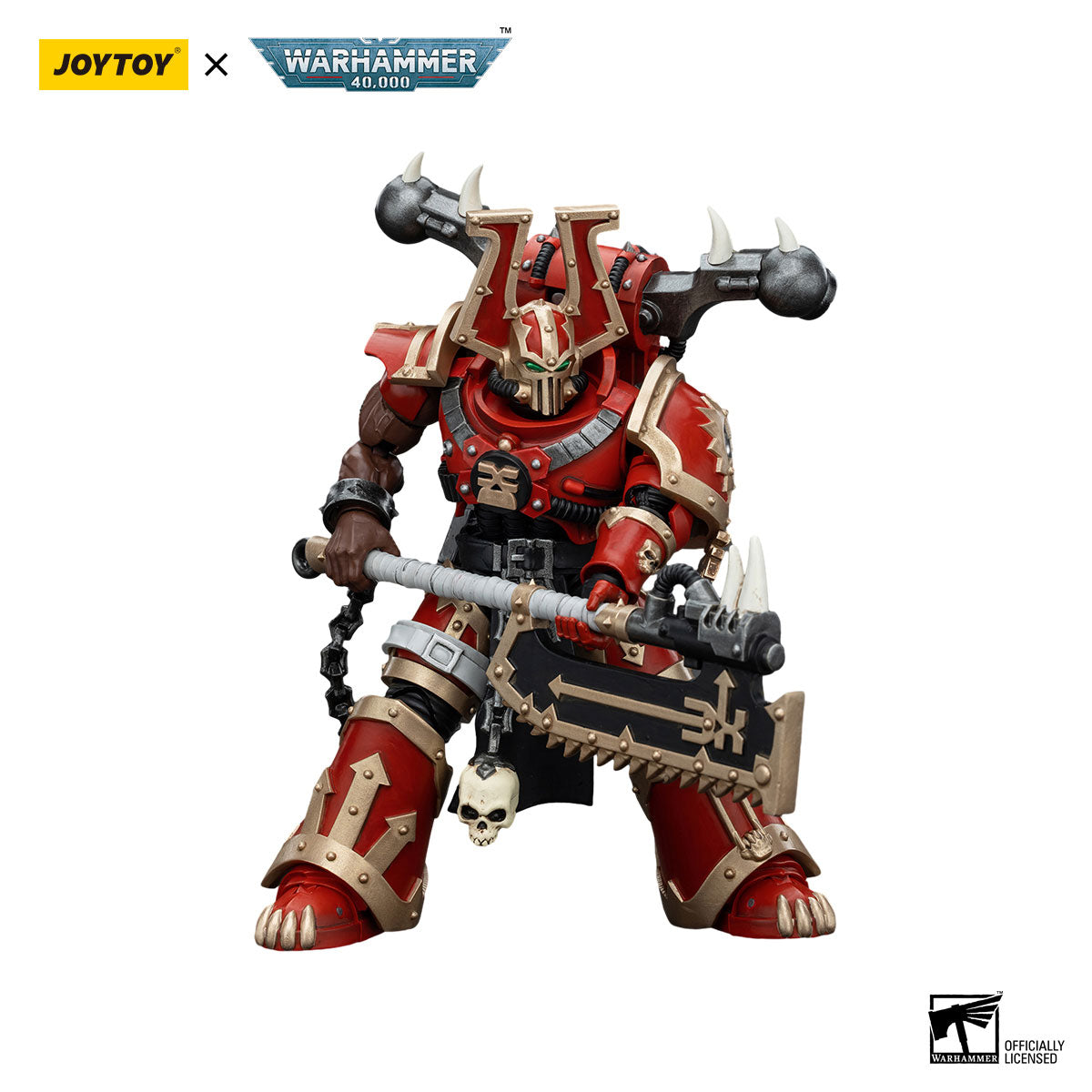 Warhammer 40k: World Eaters: Khorne Berzerker With Eviscerator Chainaxe: Action Figure: Joy Toy