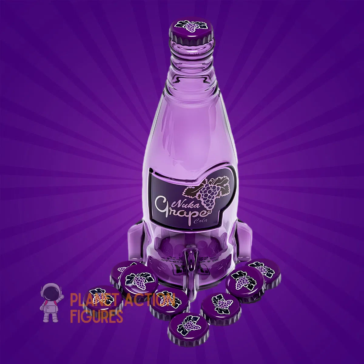 Fallout: Nuka Cola Grape Glass Bottle & Caps DPI