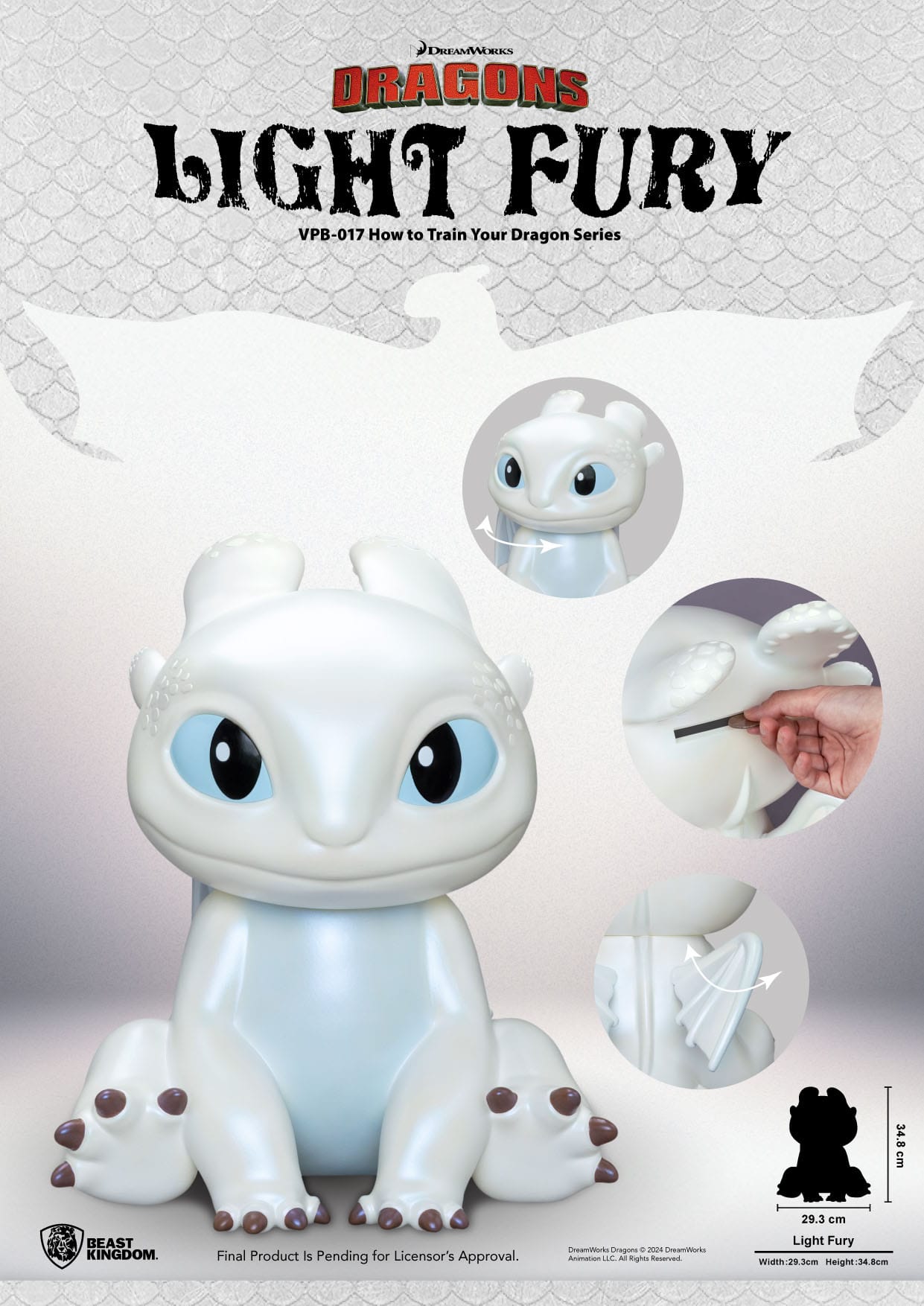 How To Train Your Dragon: Light Fury: Funktional Figure: Vinyl: Piggy Bank: 35cm Beast Kingdom