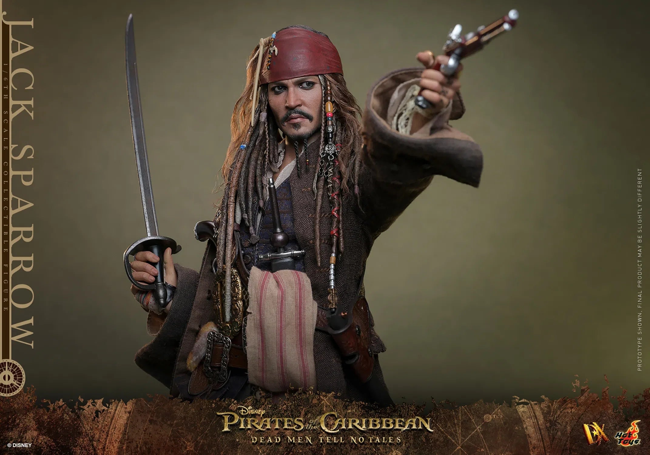 Jack Sparrow: Pirates Of The Caribbean: Dead Men Tell No Tales: Standard: Sixth Scale: DX37 Hot Toys