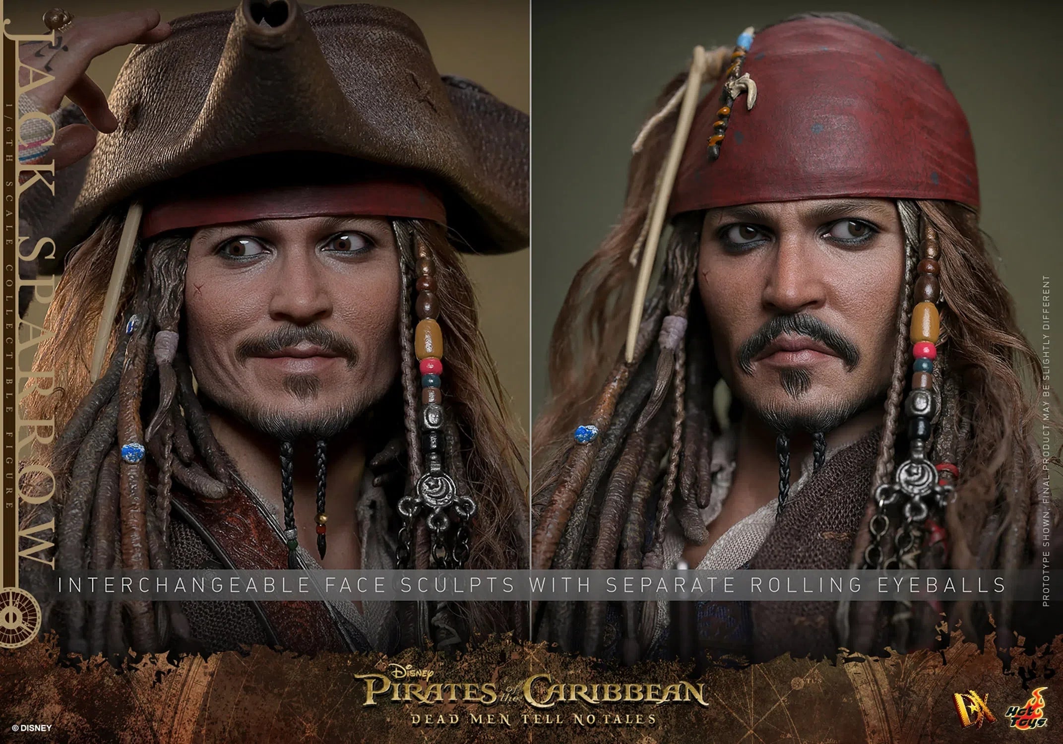 Jack Sparrow: Pirates Of The Caribbean: Dead Men Tell No Tales: Standard: Sixth Scale: DX37 Hot Toys