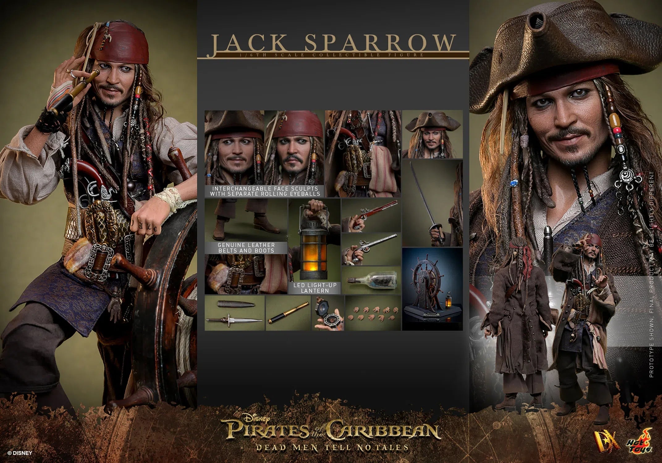 Jack Sparrow: Pirates Of The Caribbean: Dead Men Tell No Tales: Standard: Sixth Scale: DX37 Hot Toys