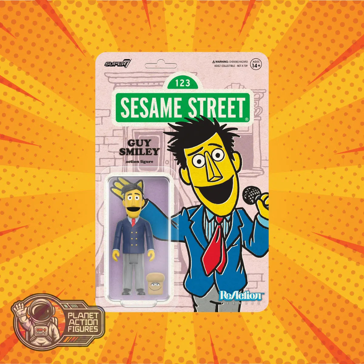 Sesame Street: Guy Smiley: (With Bread): Wave 02: ReAction: Action Figure: Super7 Super7