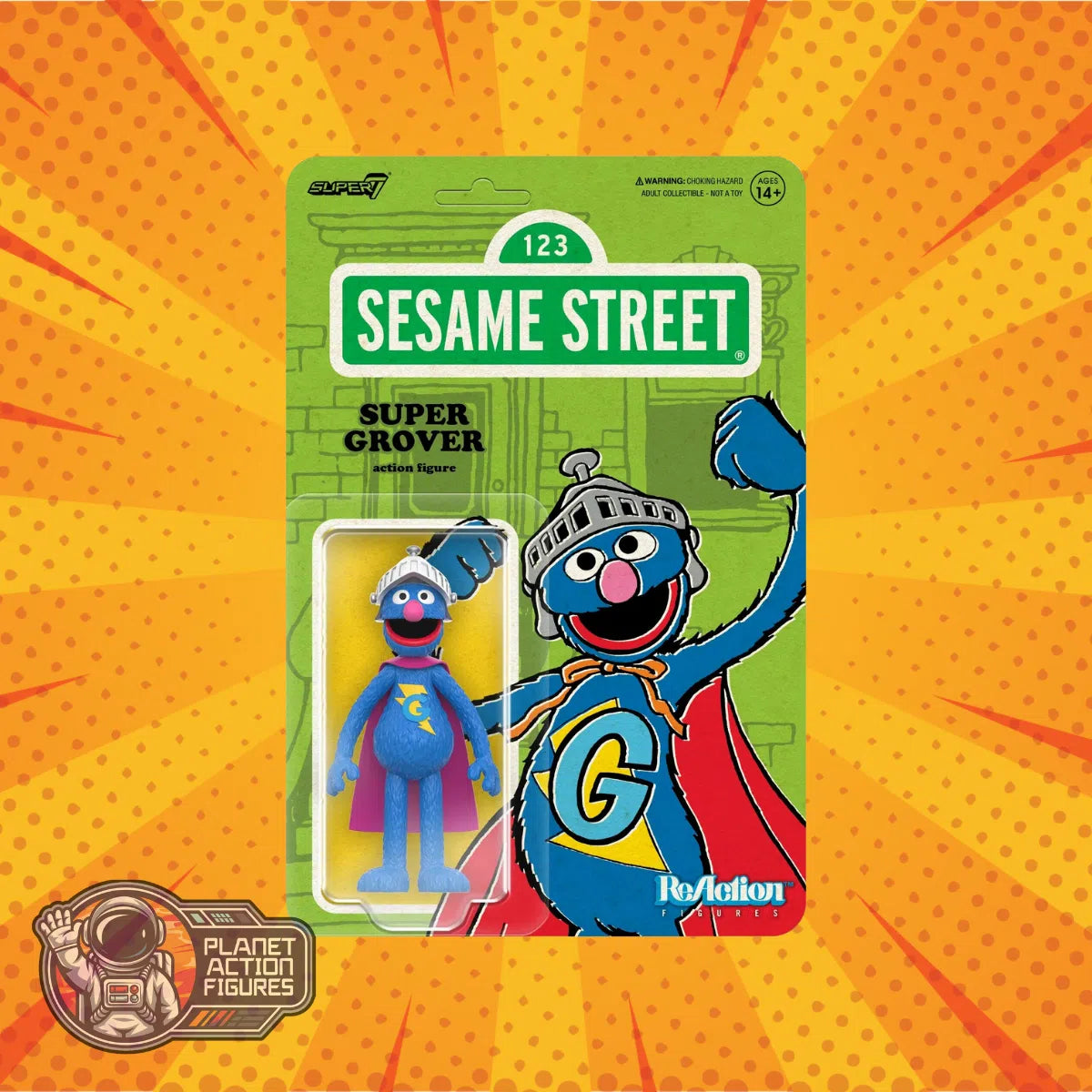 Sesame Street: Super Grover: Wave 03: ReAction: Action Figure: Super7 Super7