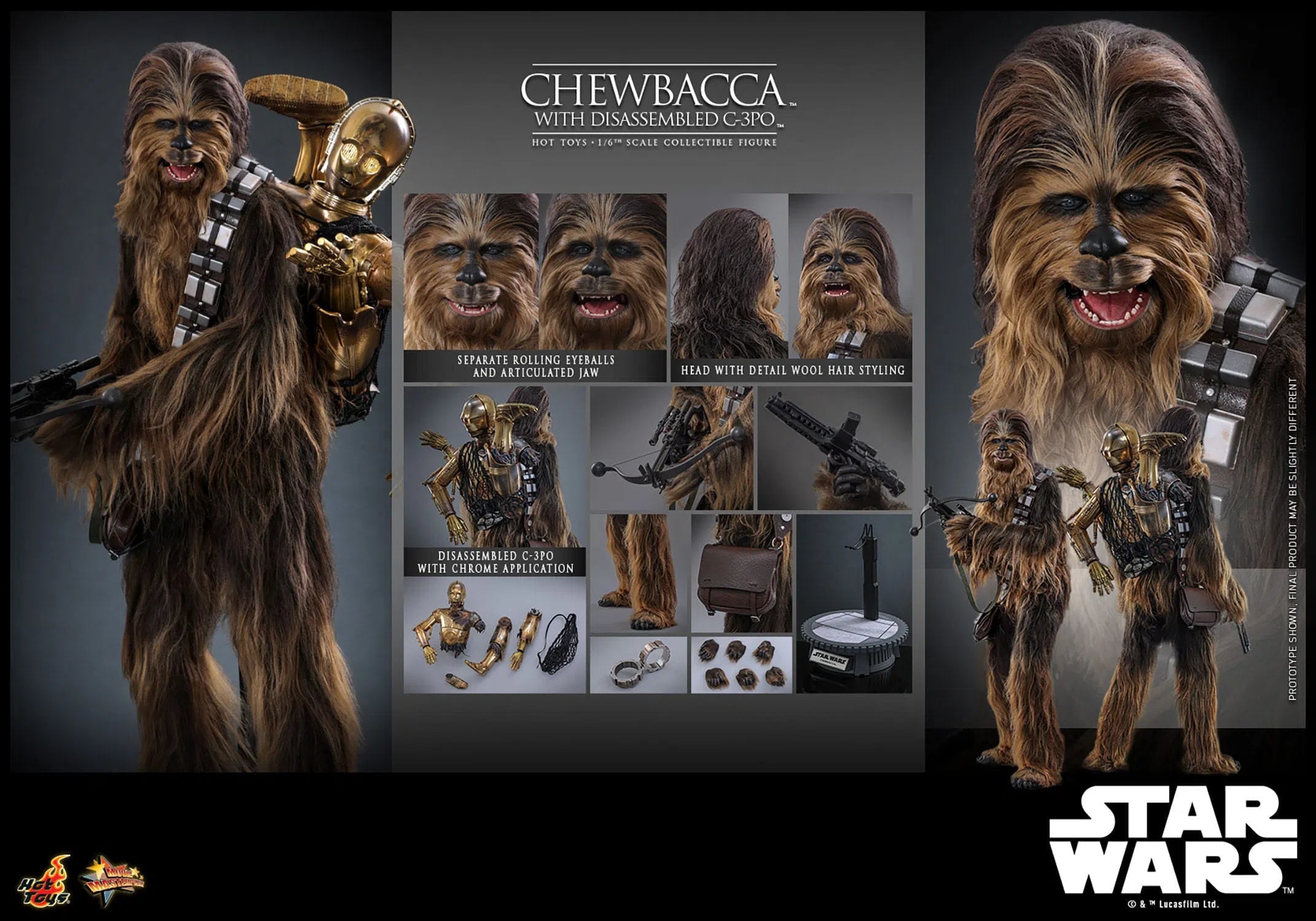 Star Wars: Episode V: The Empire Strikes Back: Chewbacca With Disassembled C-3PO Hot Toys