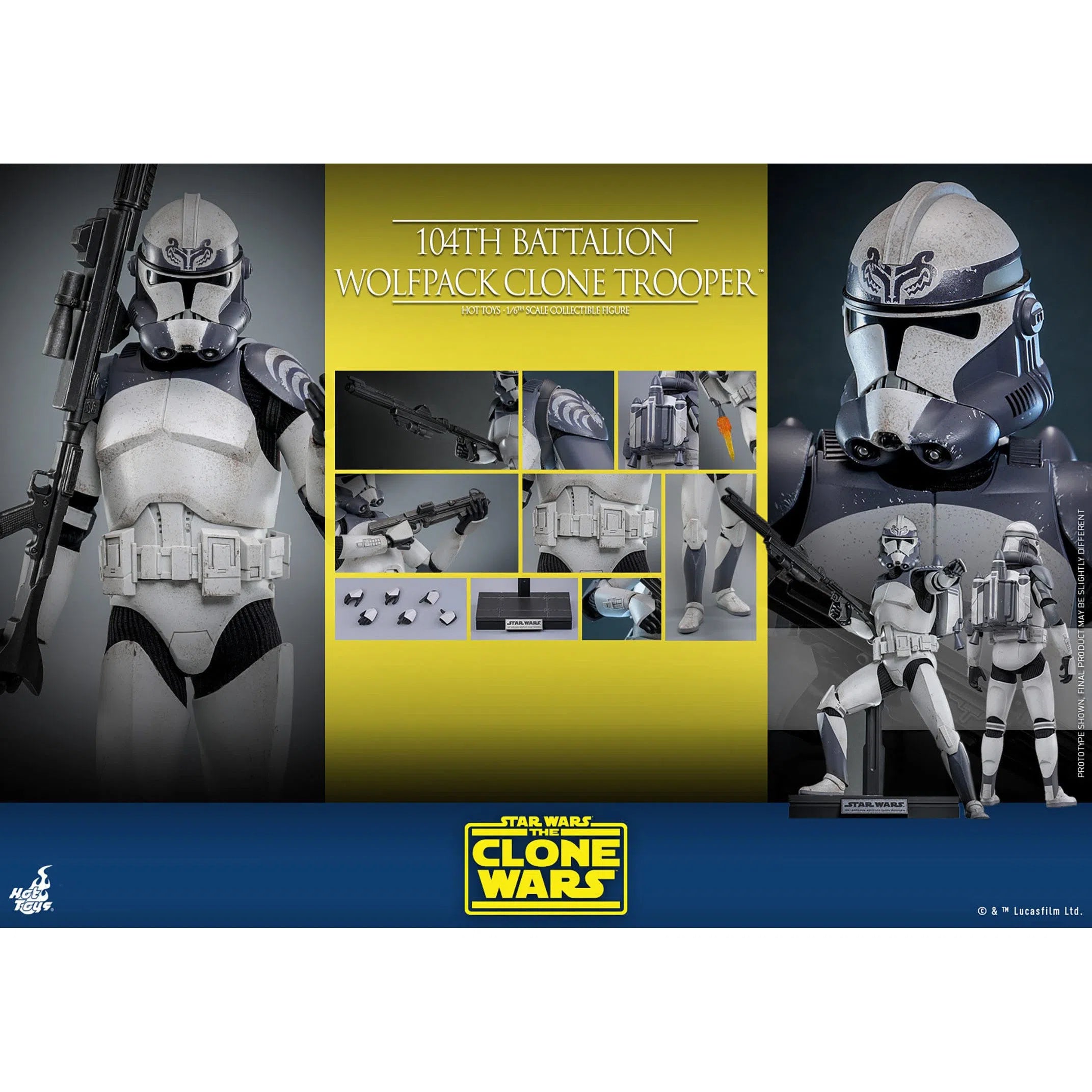 Star Wars: The Clone Wars: Battalion Wolfpack Clone Trooper: 1/6th Scale Action Figure: Hot Toys Hot Toys