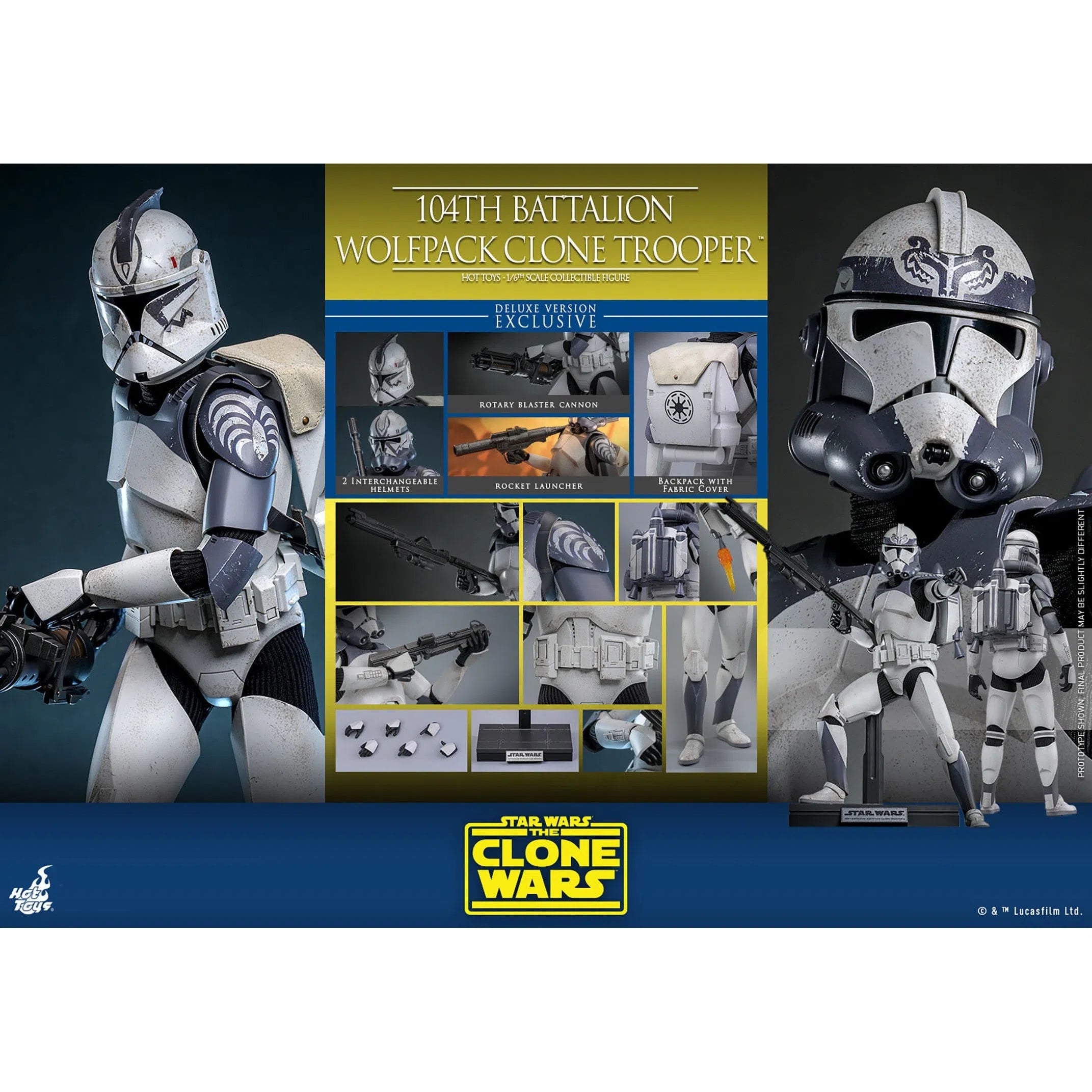 Star Wars: The Clone Wars: Battalion Wolfpack Clone Trooper: Deluxe Version: 1/6th Scale Action Figure: Hot Toys Hot Toys