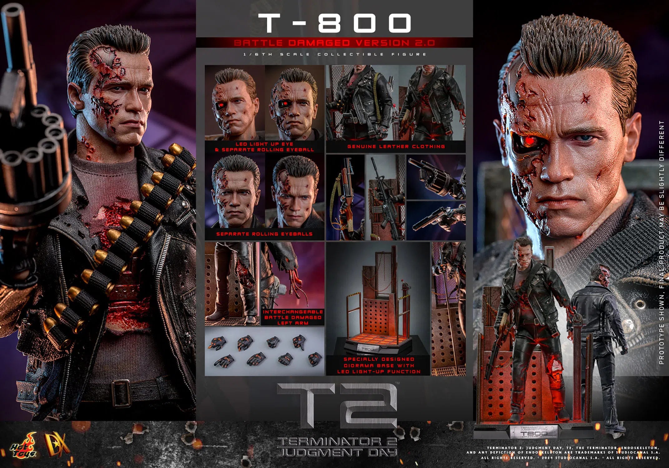 Terminator 2: T-800: Battle Damaged: Version 2.0: DX46: Hot Toys Hot Toys