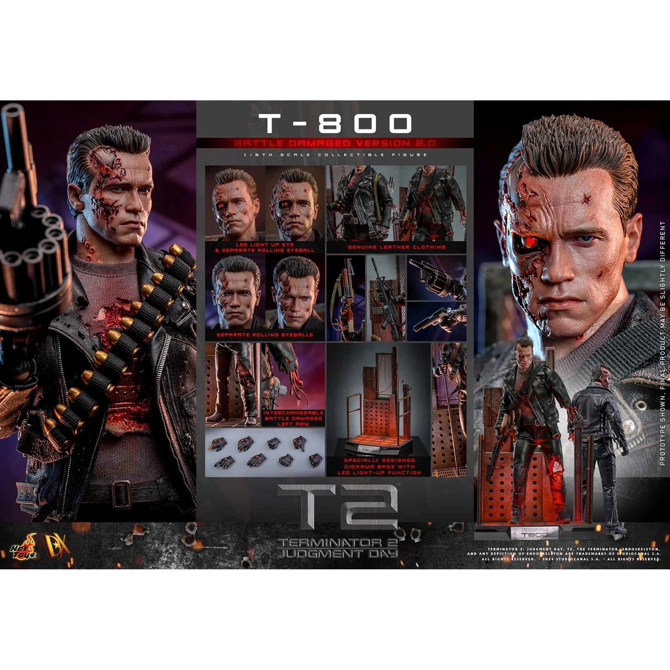 Terminator 2: T-800: Battle Damaged: Version 2.0: DX46: Hot Toys Hot Toys