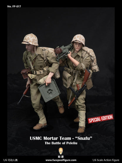 The Pacific War: WWII: Mortar Team Member: "Snafu" Merriell: Special Edition With Mortar Set: Sixth Scale FacePool