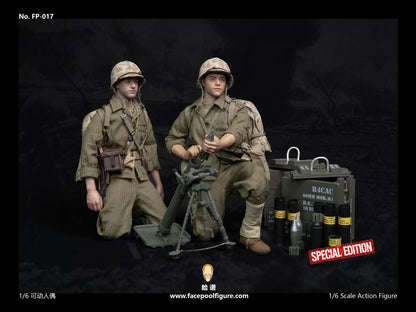 The Pacific War: WWII: Mortar Team Member: "Snafu" Merriell: Special Edition With Mortar Set: Sixth Scale FacePool