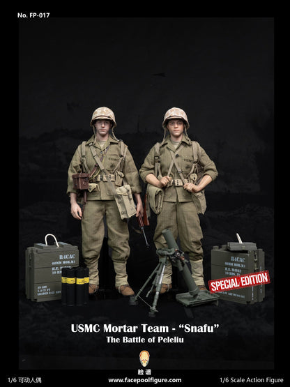 The Pacific War: WWII: Mortar Team Member: "Snafu" Merriell: Special Edition With Mortar Set: Sixth Scale FacePool