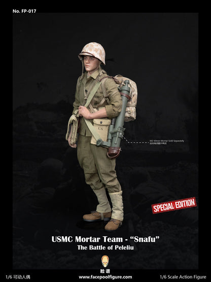 The Pacific War: WWII: Mortar Team Member: "Snafu" Merriell: Special Edition With Mortar Set: Sixth Scale FacePool