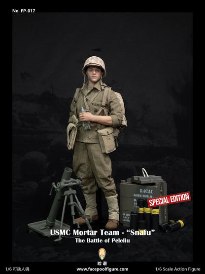 The Pacific War: WWII: Mortar Team Member: "Snafu" Merriell: Special Edition With Mortar Set: Sixth Scale FacePool