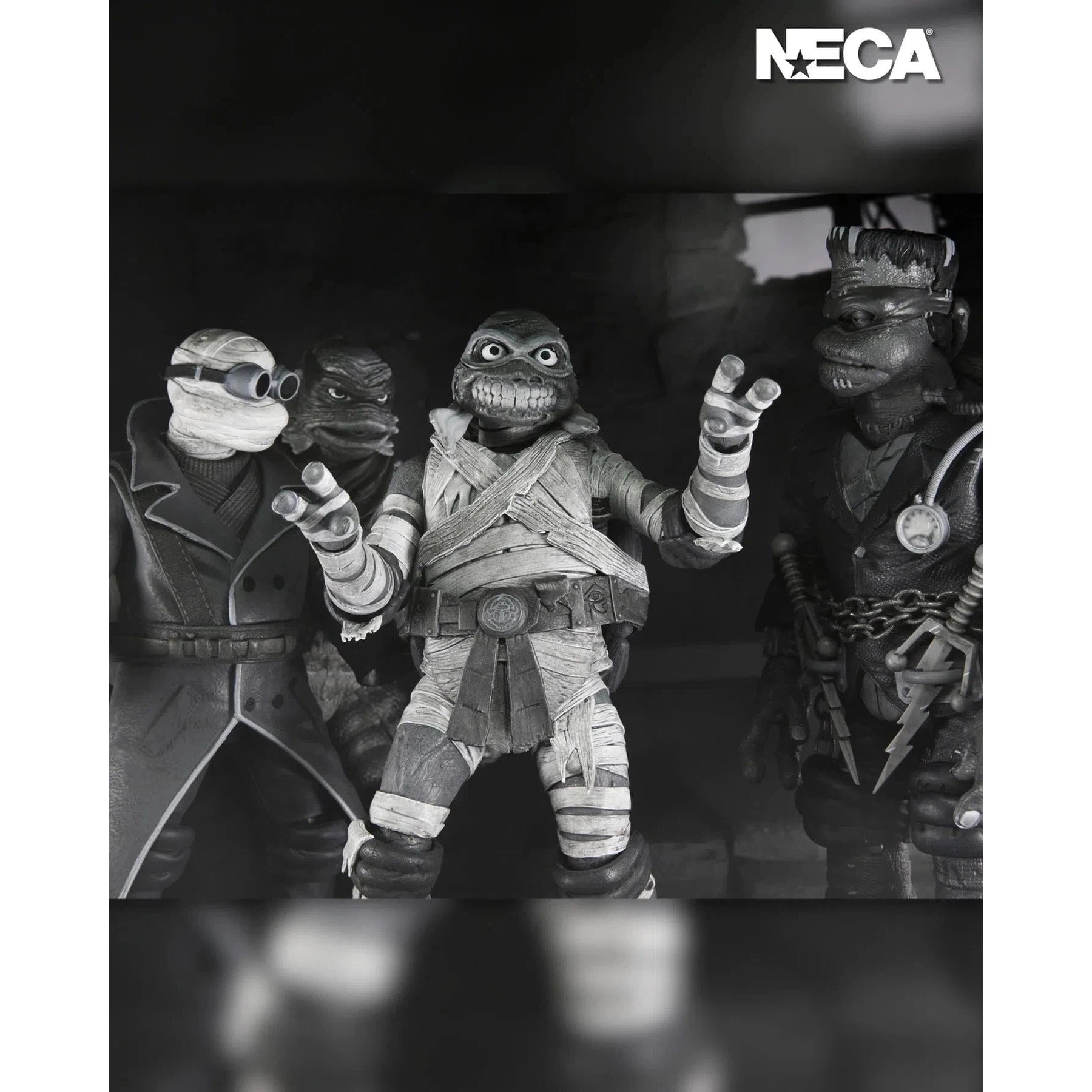 Universal Monsters x Teenage Mutant Ninja Turtles Turtles: (Black & White): 7" Action Figure Figure 4-Pack: Neca Neca