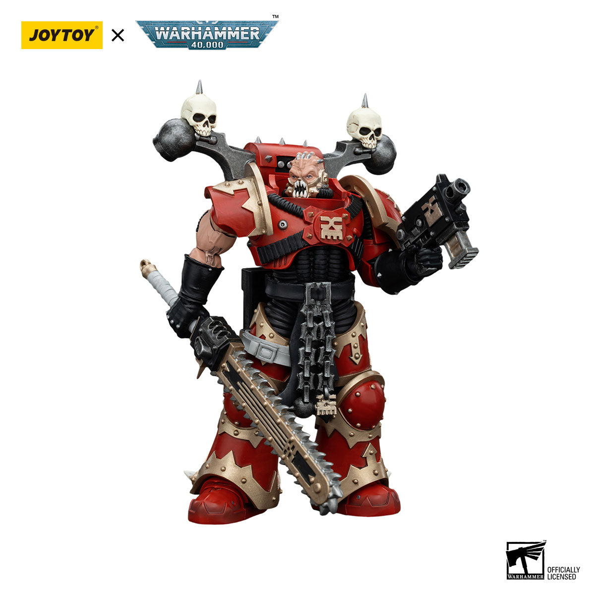 Warhammer 40k: World Eaters: Khorne Berzerker With Eviscerator Chainsword: Action Figure: Joy Toy