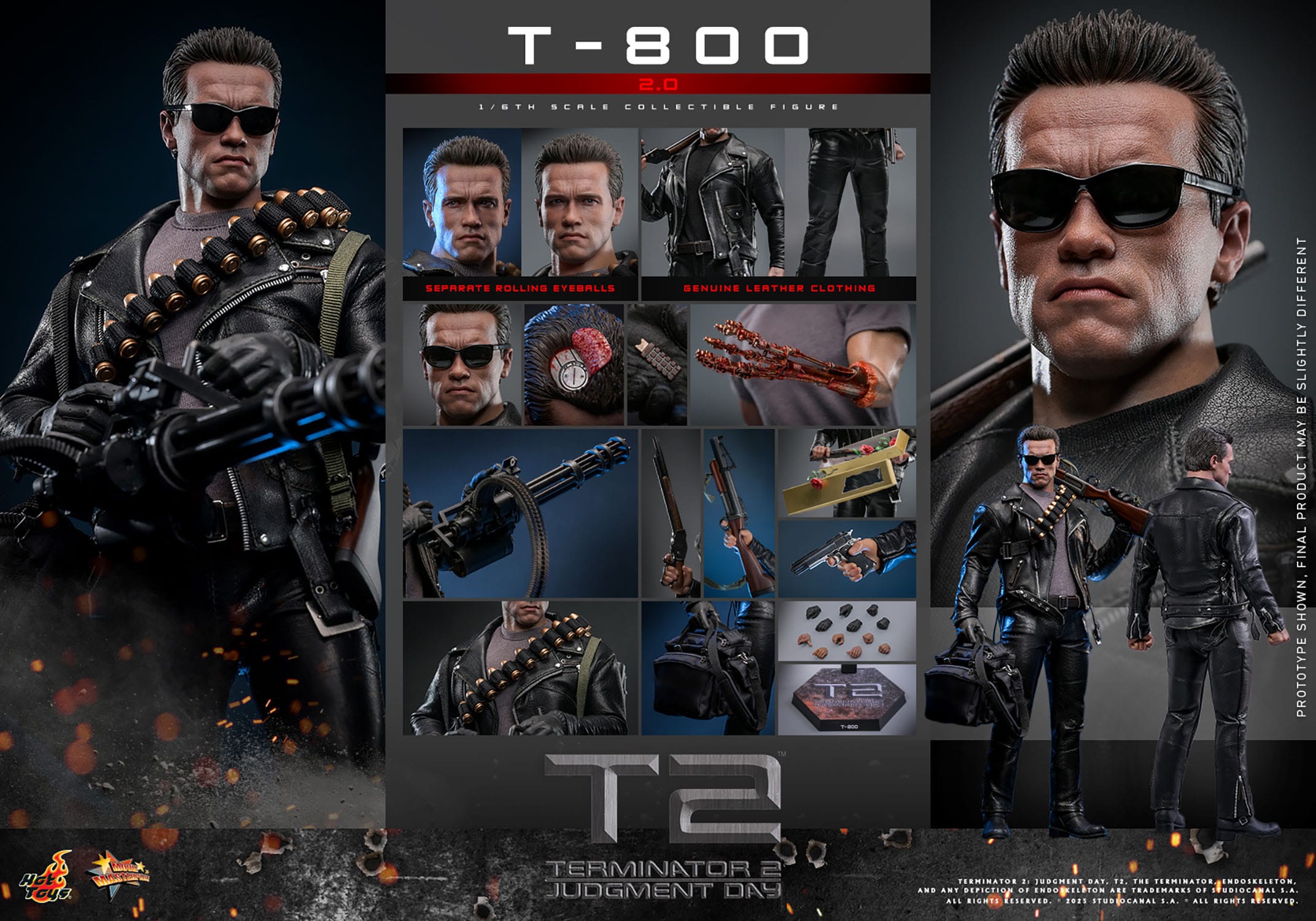 Terminator 2: T-800 Version 2.0: MMS795: 1/6th Scale Action Figure: Hot Toys