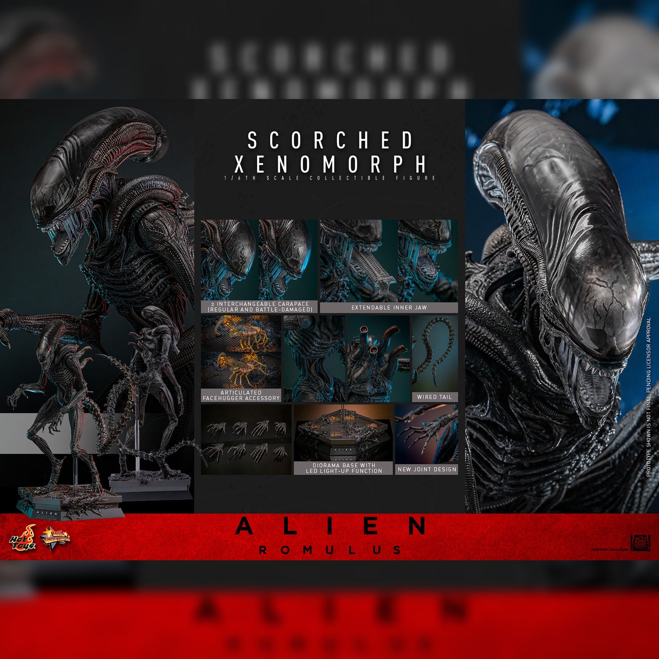 Alien: Romulus: Scorched Xenomorph: 1/6th Scale Action Figure: Hot Toys