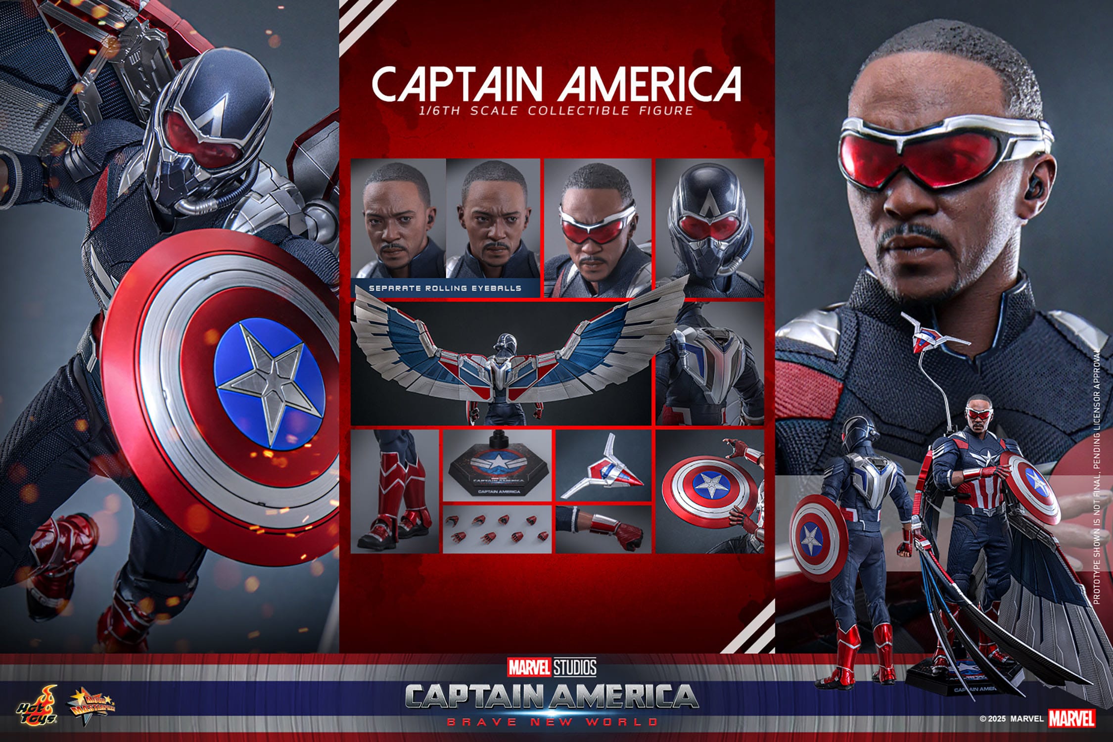 Captain America: Brave New World: Captain America: MMS779: 1/6th Scale Action Figure: Hot Toys